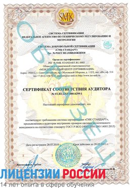 Образец сертификата соответствия аудитора №ST.RU.EXP.00014299-1 Котлас Сертификат ISO 14001